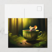 Cute Mouse die zich in Teacup schuilhoudt Briefkaart (Voorkant / Achterkant)