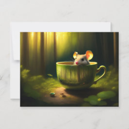 Cute Mouse die zich in Teacup schuilhoudt Briefkaart