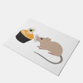 Cute Mouse Eating Halloween Eyeball Cupcake Deurmat (Schuin)