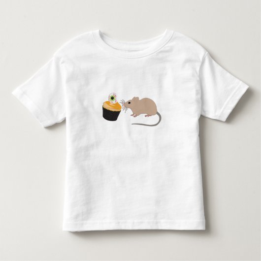 Cute Mouse Eating Halloween Eyeball Cupcake Kinder Shirts (Voorkant)