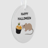 Cute Mouse Eating Halloween Eyeball Cupcake Ornament (voorkant)