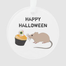 Cute Mouse Eating Halloween Eyeball Cupcake