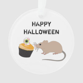 Cute Mouse Eating Halloween Eyeball Cupcake Ornament