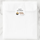 Cute Mouse Eating Halloween Eyeball Cupcake Ronde Sticker (Tas)