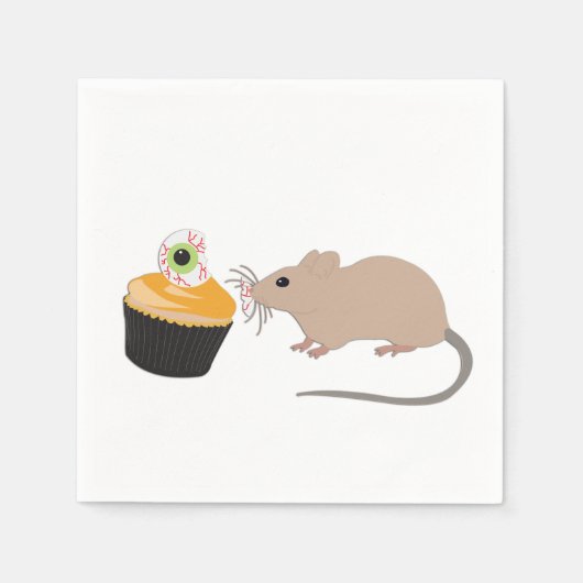 Cute Mouse Eating Halloween Eyeball Servet (Voorkant)