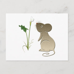 Cute Mouse en Calla Lily Briefkaart