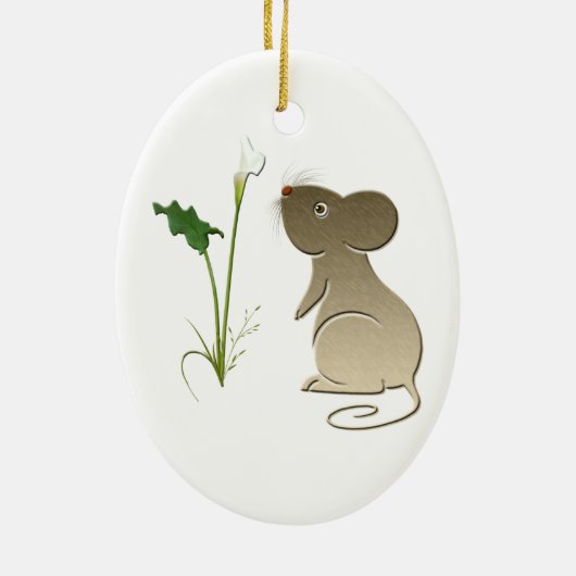 Cute Mouse en Calla lily Ornament (Achterkant)