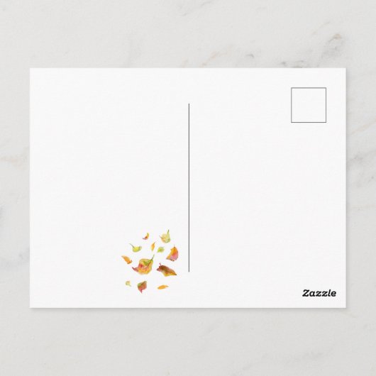 Cute Mouse en gele oranje vallende bladeren Briefkaart (Achterkant)