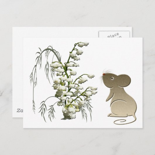 Cute Mouse en Lily van de vallei Briefkaart (Voorkant / Achterkant)
