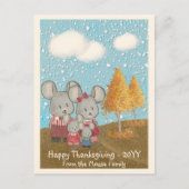 Cute Mouse Familie in Park Happy Thanksgiving Briefkaart (Voorkant)