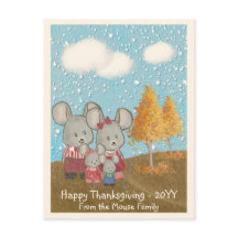 Cute Mouse Familie in Park Happy Thanksgiving