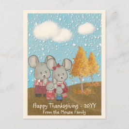 Cute Mouse Familie in Park Happy Thanksgiving Briefkaart