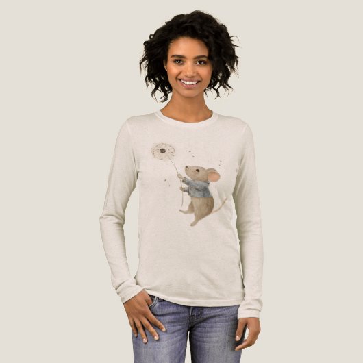 cute mouse flies on a dandelion Tri-Blend shirt (Voorkant)