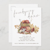 Cute Mouse Friendsgiving Dinner Invite Briefkaart (Voorkant / Achterkant)