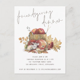 Cute Mouse Friendsgiving Dinner Invite Briefkaart