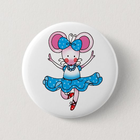 Cute mouse girl ballerina ronde button 5,7 cm (Voorkant)