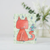 Cute Mouse houdt van Kitty Cat Briefkaart (Staand voorkant)