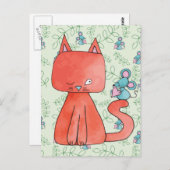 Cute Mouse houdt van Kitty Cat Briefkaart (Voorkant / Achterkant)