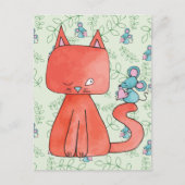 Cute Mouse houdt van Kitty Cat Briefkaart (Voorkant)