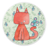 Cute Mouse houdt van Kitty Cat Keramische Knop (Voorkant)
