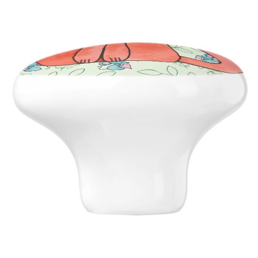 Cute Mouse houdt van Kitty Cat Keramische Knop (Zijkant)