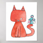 Cute Mouse houdt van Kitty Cat Poster (Voorkant)