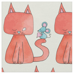Cute Mouse houdt van Kitty Cat Stof
