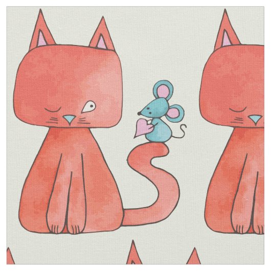 Cute Mouse houdt van Kitty Cat Stof (Close Up)