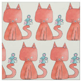Cute Mouse houdt van Kitty Cat Stof (Swatch)