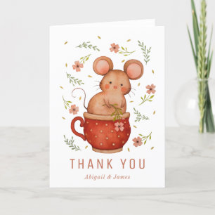 Cute Mouse Illustration Baby Shower Thank You Bedankkaart
