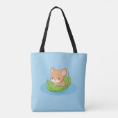 Cute Mouse in a Leaf Boat Blue Tote Bag (Achterkant)