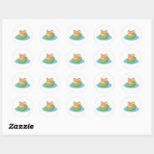 Cute Mouse in a Leaf Boat Ronde Sticker (Vel)
