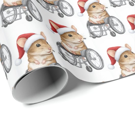 Cute Mouse in a Wheelchair Inclusive Christmas  Cadeaupapier (Rol Hoek)