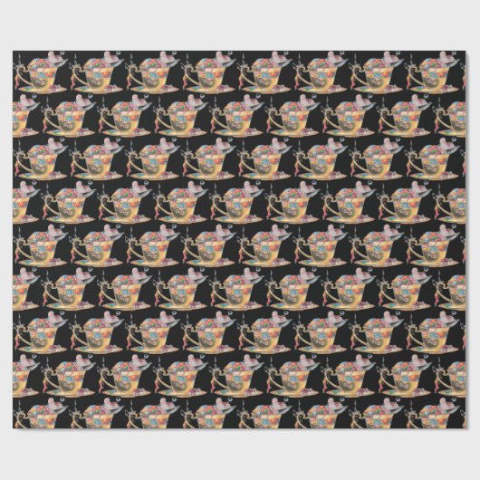 Cute Mouse in een thea Cup Cadeaupapier (Vlak)