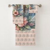 Cute Mouse in Floral Teapot Illustration Bad Handdoek (Insitu)