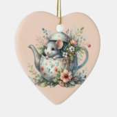 Cute Mouse in Floral Teapot Illustration Keramisch Ornament (Rechts)