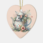 Cute Mouse in Floral Teapot Illustration Keramisch Ornament (Links)