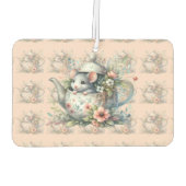 Cute Mouse in Floral Teapot Illustration Luchtverfrisser (Achterkant)