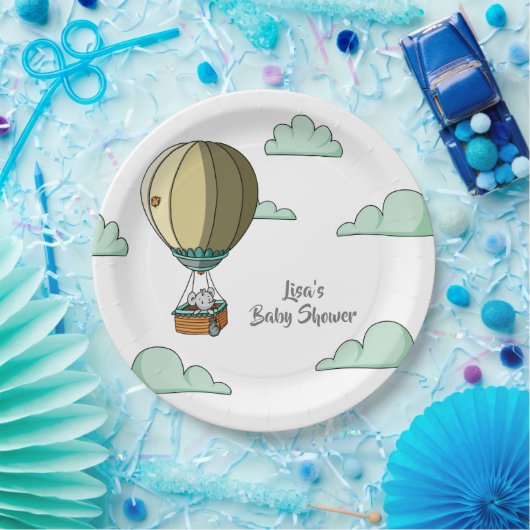 Cute Mouse in Hot Air Ballon Floating Party Papieren Bordje (Feest)