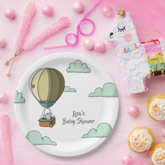 Cute Mouse in Hot Air Ballon Floating Party Papieren Bordje (Feest)