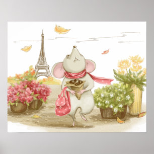 Cute mouse in Parijs Poster