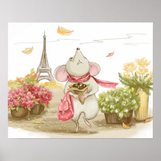 Cute mouse in Parijs Poster (Voorkant)