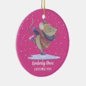 Cute Mouse Kerstmis Rat Snowy Winter Holiday Keramisch Ornament (Rechts)