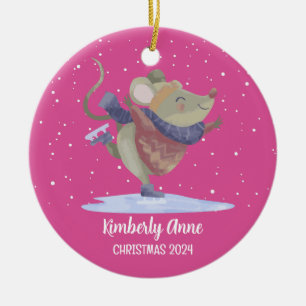 Cute Mouse Kerstmis Rat Snowy Winter Holiday Keramisch Ornament