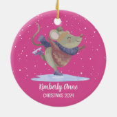 Cute Mouse Kerstmis Rat Snowy Winter Holiday Keramisch Ornament (Achterkant)
