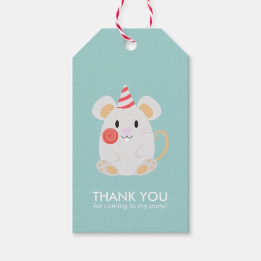 Cute Mouse Kids Birthday Party Cadeaulabel (Voorkant)
