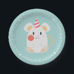 Cute Mouse Kids Birthday Party Papieren Bordje<br><div class="desc">Dit schattige verjaardagsfeest collectie bevat zes diervriendelijke tekens (kat,  muis,  hond,  beer,  konijn,  varken) die perfect zijn voor het verjaardagsfeest van uw kind. Overeenkomende producten en design in onze winkel.</div>