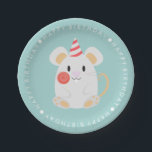 Cute Mouse Kids Birthday Party Papieren Bordje<br><div class="desc">Dit schattige verjaardagsfeest collectie bevat zes diervriendelijke tekens (kat,  muis,  hond,  beer,  konijn,  varken) die perfect zijn voor het verjaardagsfeest van uw kind. Overeenkomende producten en design in onze winkel.</div>