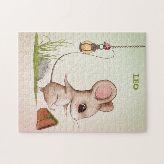 Cute Mouse Ladybug Green Personal Legpuzzel (Horizontaal)