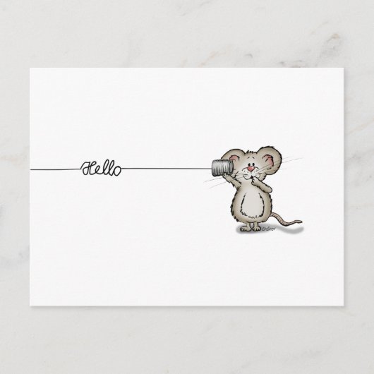 Cute Mouse met een mobiele telefoon via Send2Smile Briefkaart (Voorkant)